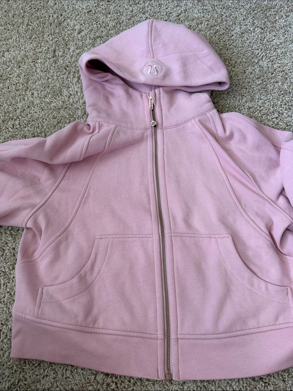 lululemon pink haze full-zip oversized scuba with rose gold zipper - XS/S